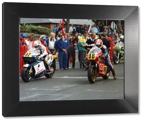 Manfred Stengl (Suzuki) and Tony Rutter (Ducati) 1989 Senior TT
