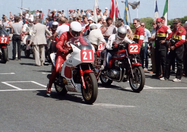 Derrick Bates (Honda) and Manfred Stengl (Honda) 1984 Production TT