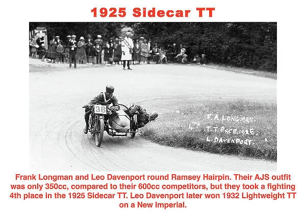 EX Frank Longman Leo Davenport AJS 1925 Sidecar TT