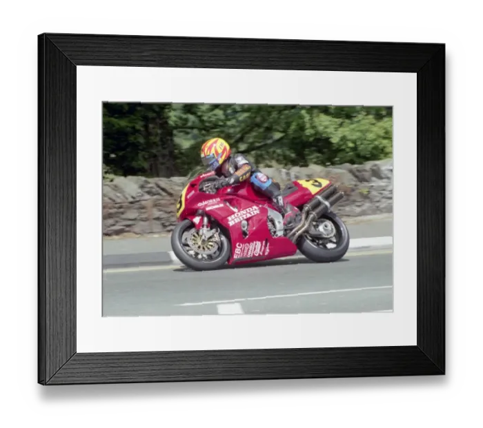 Framed Print : Ian Simpson (Honda) at Quarter Bridge; 1998 Senior TT