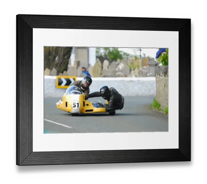Framed Print : Kobus Bouman & Nicolai Klinker (Weslake NRE) 2015 Pre TT Classic