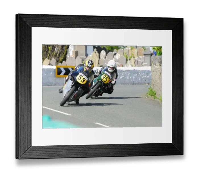 Framed Print : David Hebb (Norton) and Edward Manley (Matchless) 2015 Pre TT Classic Framed Print : David Hebb (Norton) and Edward Manley (Matchless) 2015 Pre TT Classic