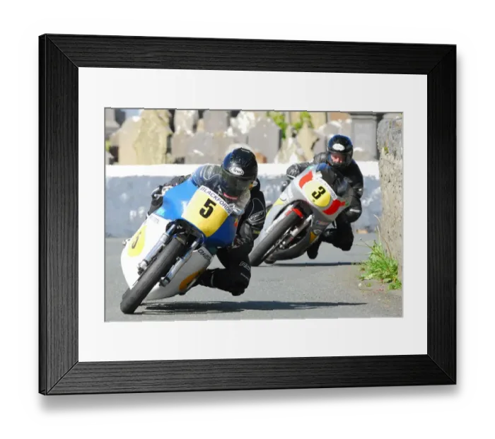 Framed Print : Jamie Coward (Norton) and Alan Oversby (Honda) 2015 Pre TT Classic Framed Print : Jamie Coward (Norton) and Alan Oversby (Honda) 2015 Pre TT Classic