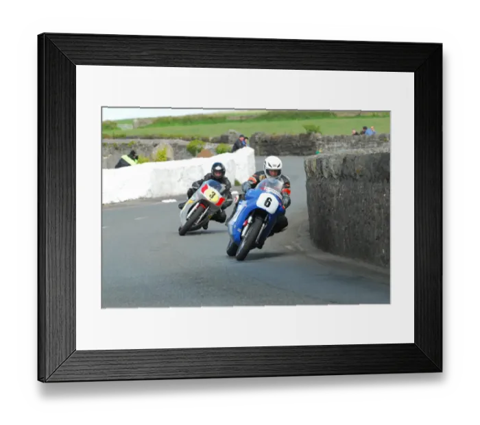 Framed Print : Paul Coward (Nourish Weslake) and Alan Oversby (Honda) 2015 Pre TT Classic Framed Print : Paul Coward (Nourish Weslake) and Alan Oversby (Honda) 2015 Pre TT Classic