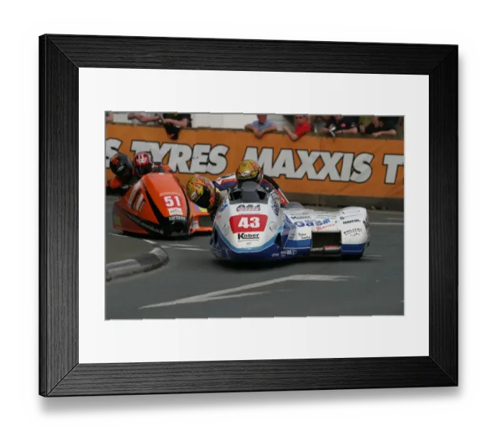 Framed Print : Michael Grabmuller & Stefan Trautner (LCR Honda) 2010 Sidecar A TT