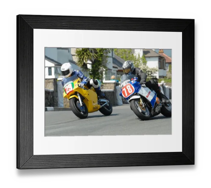 Framed Print : Neil Chadwick (Yamaha) and Geoff Martin (Suzuki) 2012 Pre TT Classic Framed Print : Neil Chadwick (Yamaha) and Geoff Martin (Suzuki) 2012 Pre TT Classic