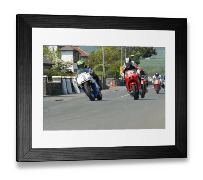 Framed Print : Chris McGahan (Triumph) and John Macfarlane (Suzuki) 2012 Pre TT Classic Framed Print : Chris McGahan (Triumph) and John Macfarlane (Suzuki) 2012 Pre TT Classic