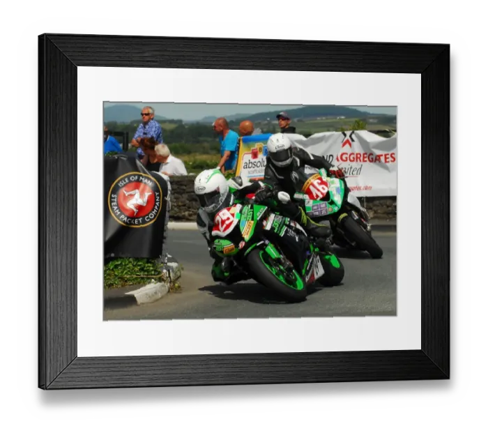 Framed Print : Frank Gallagher (Suzuki) and Anthony Redmond (BMW) 2016 Southern 100 Framed Print : Frank Gallagher (Suzuki) and Anthony Redmond (BMW) 2016 Southern 100