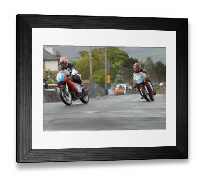 Framed Print : Ian Rycroft (Honda) and Stuart Robinson (BSA Seeley) 2007 Pre TT Classic