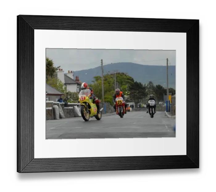 Framed Print : Jean-Pierre Sanchez (Spondon Yamaha) and Kevin Callan (Honda) and Edward Poole (Triumph) 2007 Pre TT Classic Framed Print : Jean-Pierre Sanchez (Spondon Yamaha) and Kevin Callan (Honda) and Edward Poole (Triumph) 2007 Pre TT Classic