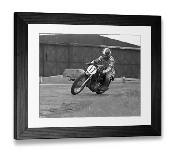 Framed Print : Barry Cubbon (Triumph) 1976 Jurby Airfield Framed Print : Barry Cubbon (Triumph) 1976 Jurby Airfield