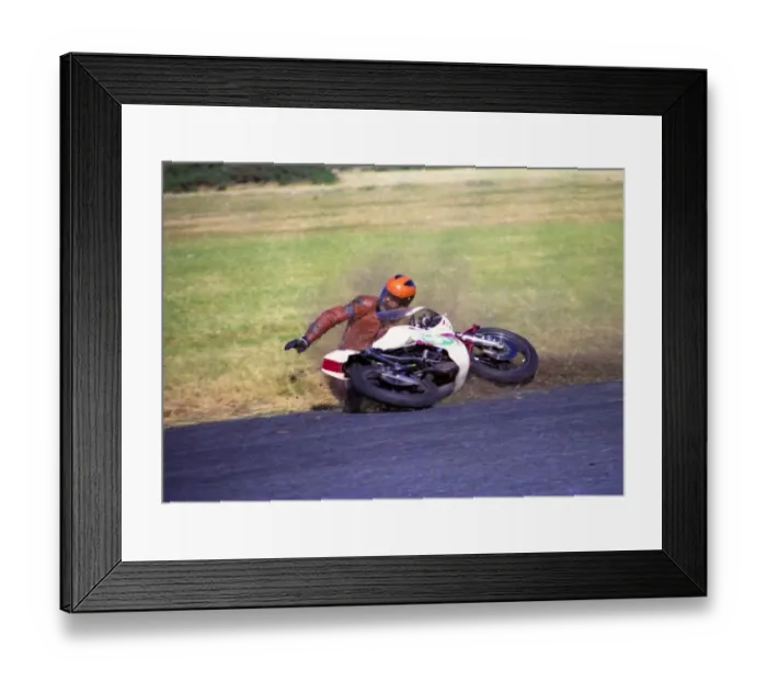 Framed Print : Frank Kennedy (Yamaha) 1976 Jurby Airfield Framed Print : Frank Kennedy (Yamaha) 1976 Jurby Airfield