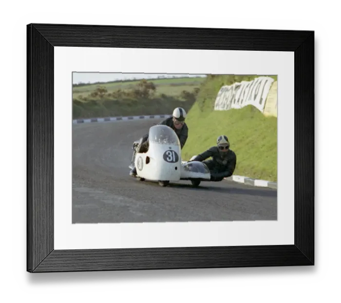 Framed Print : Frank Barton (Triumph) 1965 Sidecar TT Framed Print : Frank Barton (Triumph) 1965 Sidecar TT