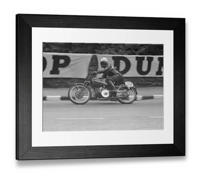 Framed Print : Ernie Barrett (Guzzi) 1952 Lightweight TT Framed Print : Ernie Barrett (Guzzi) 1952 Lightweight TT
