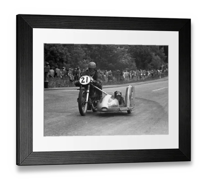 Framed Print : Jacques Drion & Inge Stolle Laforge (Norton Watsonian) 1954 Sidecar TT