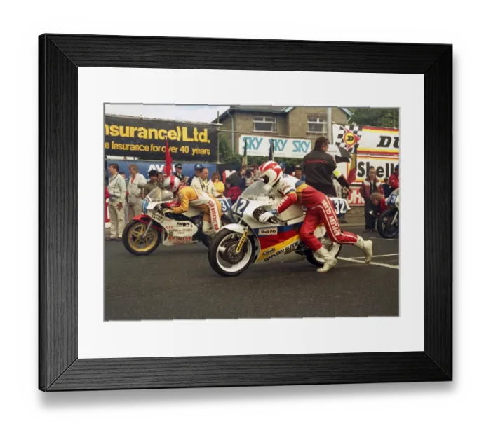 Framed Print : Alan Bud Jackson (Yamaha) and Carl Fogarty (Honda) 1987 Junior TT Framed Print : Alan Bud Jackson (Yamaha) and Carl Fogarty (Honda) 1987 Junior TT