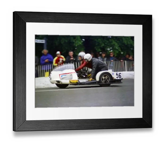Framed Print : Keith Griffin and Malcolm Sharrocks (SG Weslake) 1977 Sidecar TT
