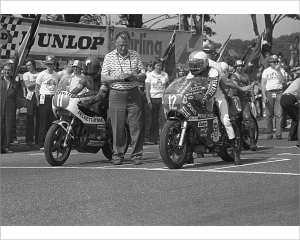 Ian Richards (Kawasaki) and Mike Hailwood (Ducati) 1979 Formula One TT