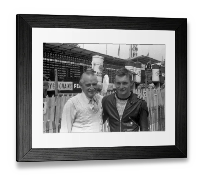 Framed Print : Stan & Mike Hailwood 1958 TT