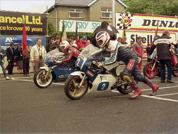 Brian Reid (EMC) and Mark Johns (Yamaha) 1987 Junior TT
