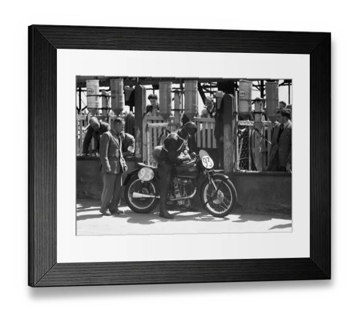 Framed Print : Tommy McEwan (Velocette) 1949 Junior TT