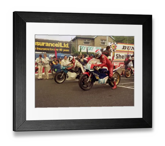 Framed Print : Steve Moynihan and Phil Nicholls (Yamaha) 1987 Junior TT