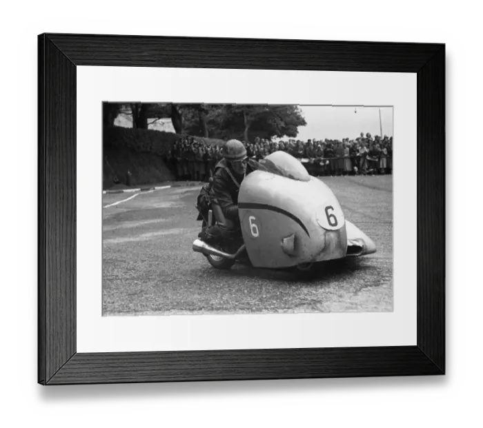 Framed Print : Eric Oliver & Les Nutt (Norton) 1955 Sidecar TT