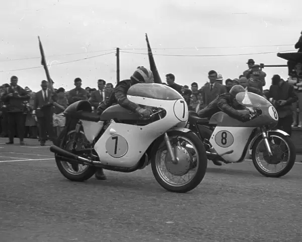 Phil Read (Gilera) and Alan Shepherd (Kirby Matchless) 1963 Senior TT