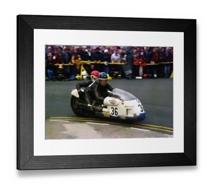 Framed Print : Jack Trustham & Alan Cowley (BMW) 1977 Sidecar TT