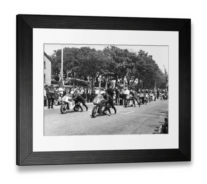 Framed Print : Bill Smith (AJS) and Malcolm Uphill (AJS) 1967 Junior TT