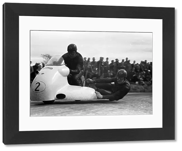 Len Taylor & Peter Glover (Norton) 1957 Sidecar TT