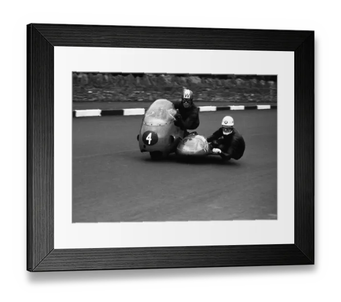 Framed Print : Les Wells & Ray Campbell (Norton) 1961 Sidecar TT practice Framed Print : Les Wells & Ray Campbell (Norton) 1961 Sidecar TT practice