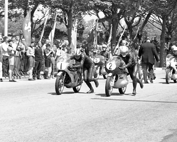 Ralph Bryans (Honda) and Derek Woodman (MZ) 1967 Lightweight TT