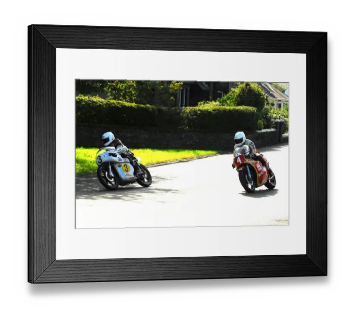 Framed Print : Dave Roper (Arter Matchless) and Graeme Crosby (Suzuki) 2016 Classic TT Parade Lap Framed Print : Dave Roper (Arter Matchless) and Graeme Crosby (Suzuki) 2016 Classic TT Parade Lap