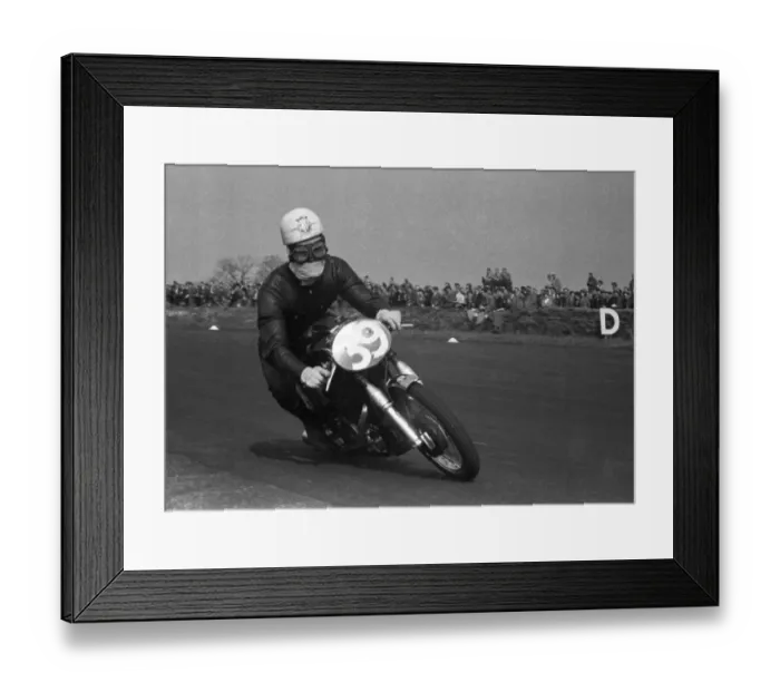 Framed Print : Bill Webster (250 Velocette) 1954 Silverstone Saturday Framed Print : Bill Webster (250 Velocette) 1954 Silverstone Saturday