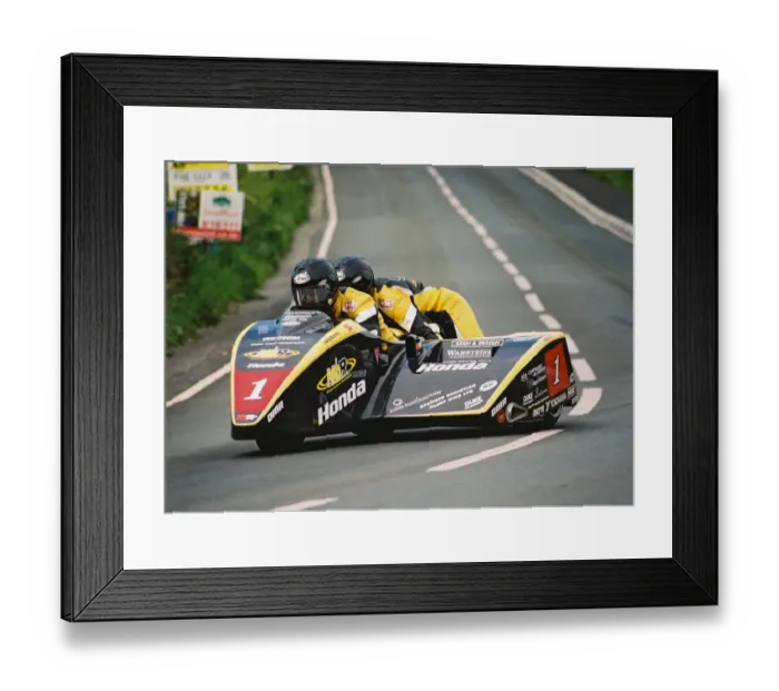Framed Print : Dave Molyneux & Dan Sayle (DMR Honda) 2004 Sidecar TT Framed Print : Dave Molyneux & Dan Sayle (DMR Honda) 2004 Sidecar TT