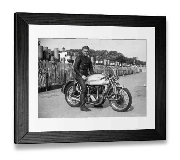 Framed Print : Len Parry (Earles Norton) Travelling Marshal, 1951 Manx Grand Prix Framed Print : Len Parry (Earles Norton) Travelling Marshal, 1951 Manx Grand Prix