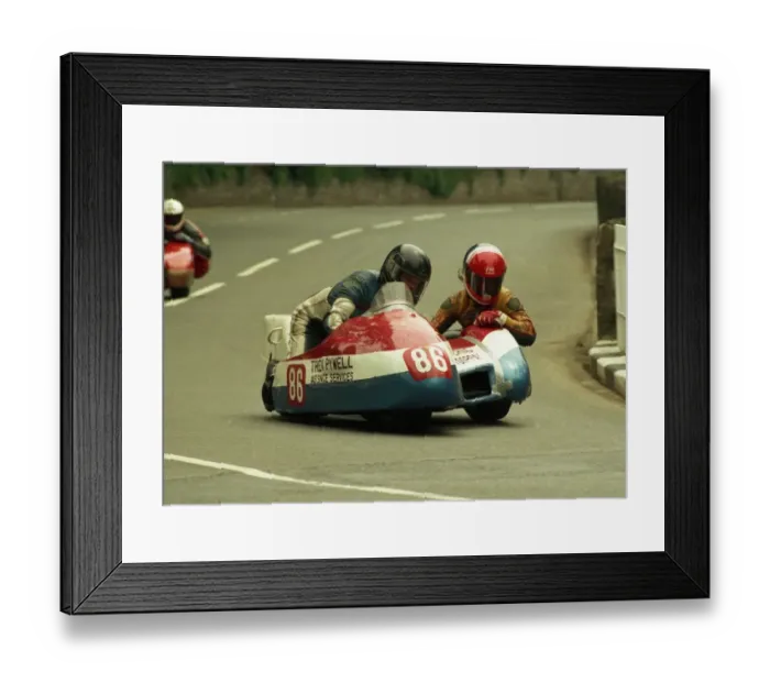 Framed Print : Stephen Judkins & Nick Moore (Yamaha) 1988 Sidecar TT