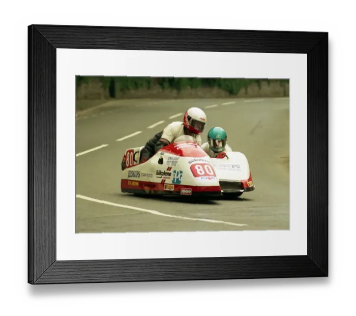 Framed Print : Mick Hamblin & Robert Smith (Shelbourne) 1988 Sidecar TT