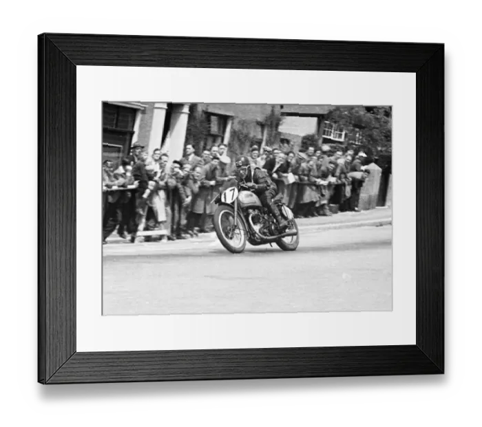 Framed Print : Tommy McEwan (Triumph) 1950 Senior TT