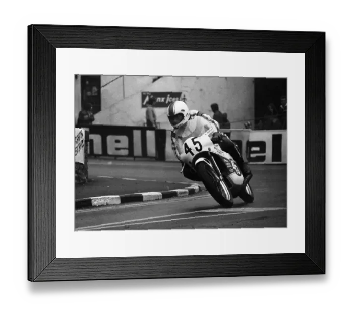 Framed Print : Rob Brew (Yamaha) winning 1978 Junior Newcomers Manx Framed Print : Rob Brew (Yamaha) winning 1978 Junior Newcomers Manx