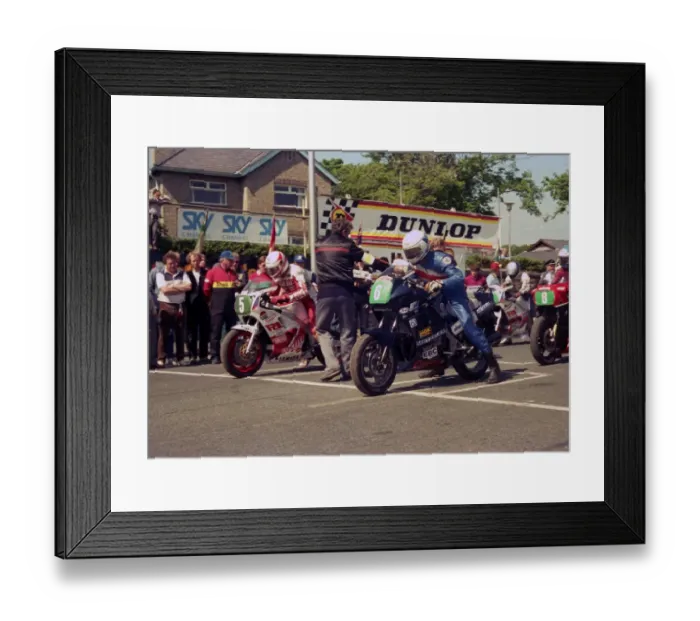 Framed Print : Trevor Nation (Yamaha) & Nick Jefferies (Honda) 1987 Production B TT Framed Print : Trevor Nation (Yamaha) & Nick Jefferies (Honda) 1987 Production B TT