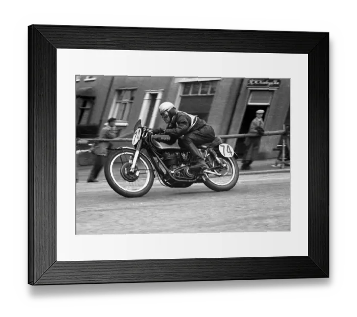 Framed Print : Peter Carr (AJS) 1954 Junior Manx Grand Prix Framed Print : Peter Carr (AJS) 1954 Junior Manx Grand Prix