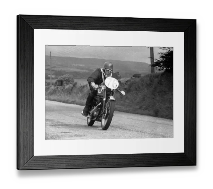 Framed Print : Phil Palmer (AJS) 1954 Junior Manx Grand Prix