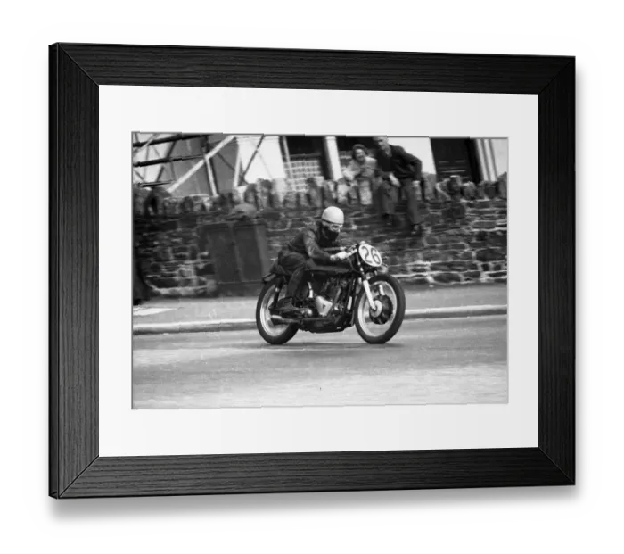 Framed Print : Lewis Young (JV Spl) 1957 Senior Manx Grand Prix Framed Print : Lewis Young (JV Spl) 1957 Senior Manx Grand Prix
