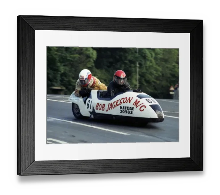 Framed Print : Colin Jacobs & Alan Bud Jackson (Kawasaki) 1989 Sidecar TT