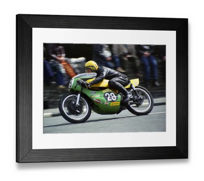 Framed Print : Leigh Notman (Lojo Yamaha) 1974 Ultra Lightweight TT