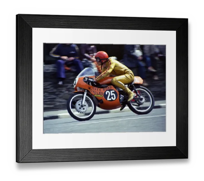 Framed Print : George Hardwick (Yamaha) 1974 Ultra Lightweight TT