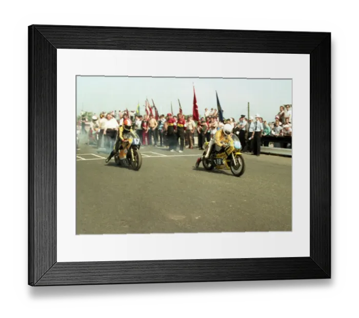 Framed Print : Chas Mortimer (17, Yamaha) and Johnny Rea (Yamaha) 1984 Formula Two TT Framed Print : Chas Mortimer (17, Yamaha) and Johnny Rea (Yamaha) 1984 Formula Two TT