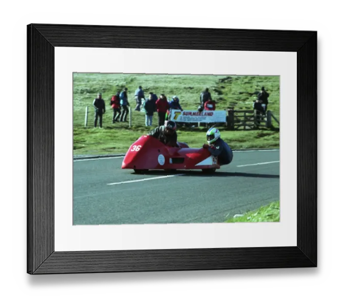 Framed Print : Dick Tapken & Steve Knowles (Jacobs Suzuki) 1994 Sidecar TT